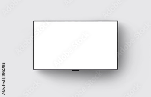 Canvas Print Modern flat screen TV mounted on a clean white wall.