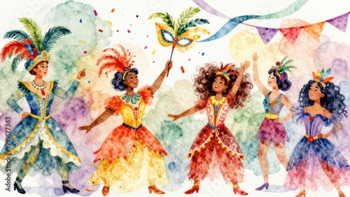 Vibrant Celebration of Culture and Dance at a Colorful Carnival Festivity with Costumed Performers