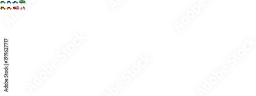 Cartoon Vehicle Icon Collection Featuring Cars, Police Car, Garbage Truck, Fire Truck, and Ambulance for Transportation and Public Service Vector Projects