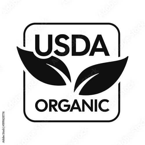 Official USDA Organic Certification Seal High Quality Vector Graphic Black and White Minimalist Icon for Natural Food Product Labeling and Branding