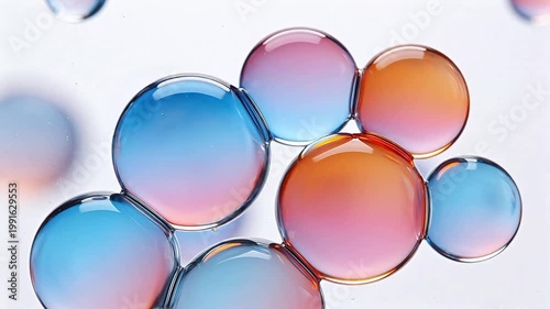 Colorful liquid bubbles closeup