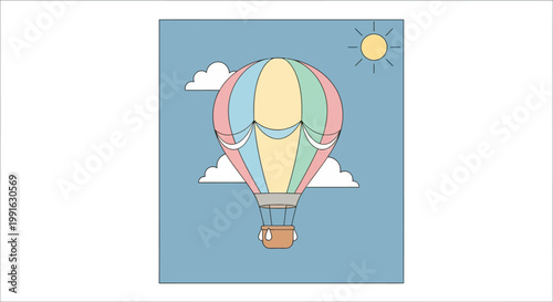 Colorful Hot Air Balloon Flying.