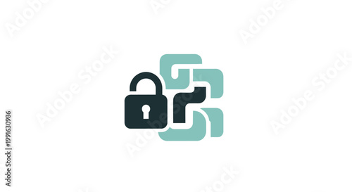 Padlock and chain link security symbol.