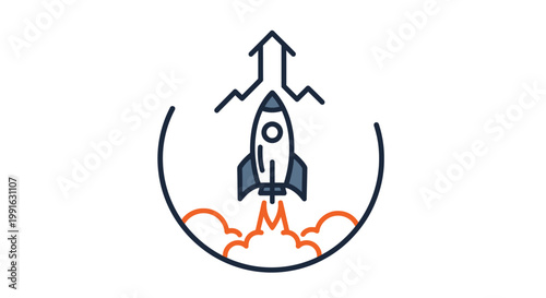 Rocket Ship Launching Into Space.