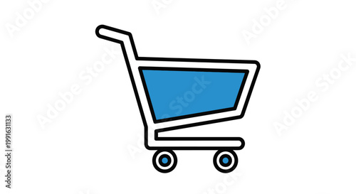 Shopping cart icon with wheels.