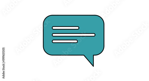 Teal speech bubble with lines.