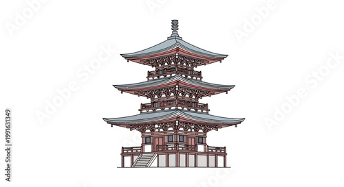 Traditional Asian Pagoda Tower Architecture.