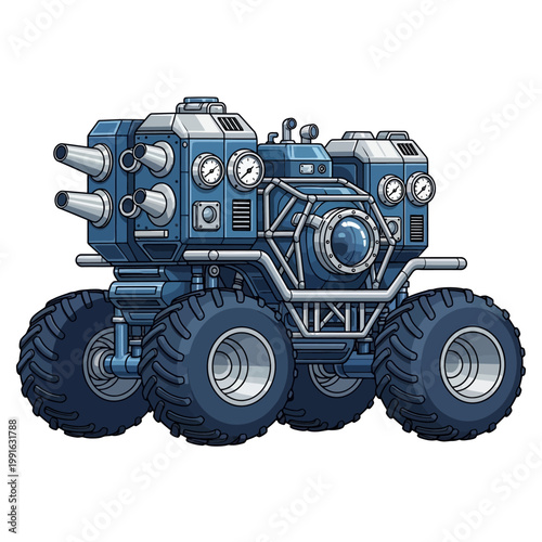 Large blue futuristic robot vehicle toy.