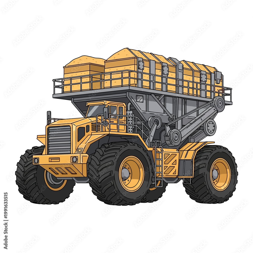 Obraz premium Large Yellow Mining Dump Truck Vehicle.