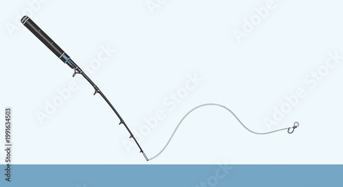 Fishing rod with hook and line.