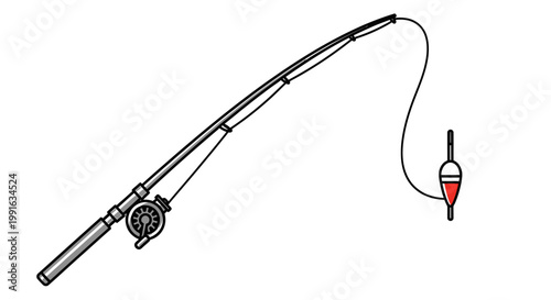 Fishing rod with line and float.
