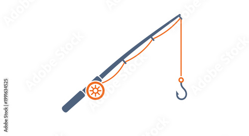 Fishing Rod with Hook and Reel.