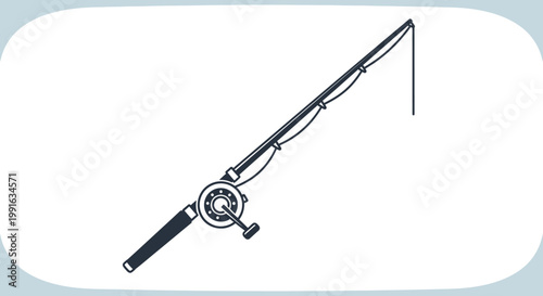 Fishing rod with reel and line illustration.