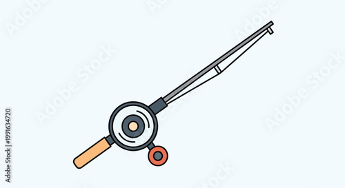 Fishing Rod with Reel Closeup.