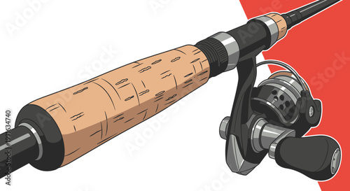 Fishing rod with silver reel.