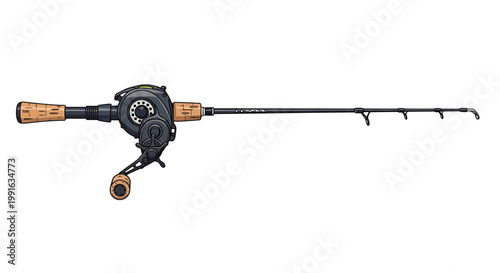 Fishing rod with spinning reel.