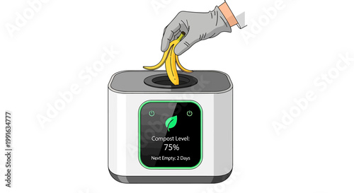Food waste recycling machine processing banana.