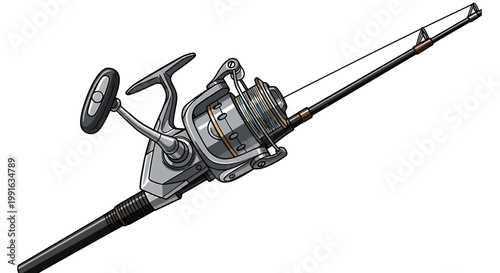 Fishing rod with spinning reel.