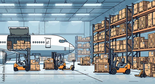 Forklift Operator Moving Warehouse Storage.