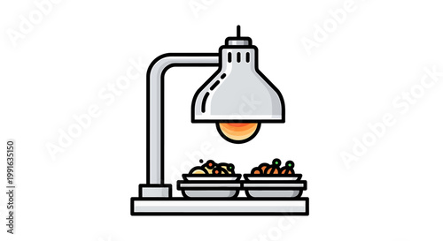 Food Warming Lamp Over Buffet Trays.