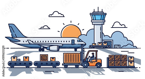 Forklift Operator Loading Cargo Containers.