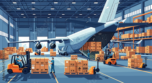 Forklift Operator Moving Cargo Containers.