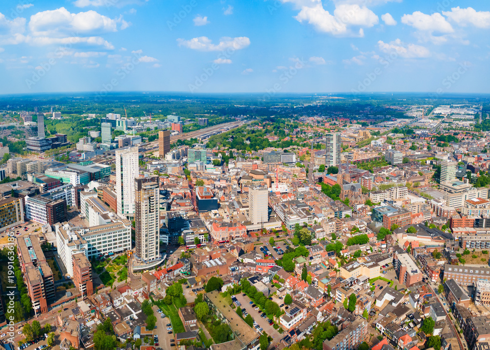Fototapeta premium Panoramic view from above Eindhoven city skyline, Netherlands