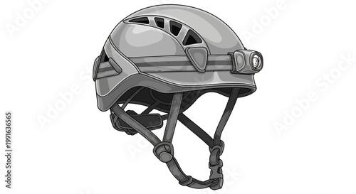 Gray protective safety helmet equipment.