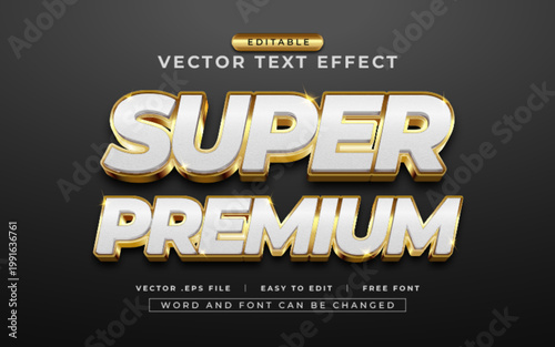Canvas-taulu Editable Super Premium Vector Text Effect Style – Gold Metallic with Luxury 3D T