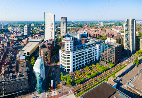 Canvas Print Panoramic view from above Eindhoven city skyline, Netherlands