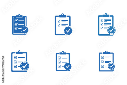 Clipboard Checklist Icons for Quality Audit, Compliance and Business