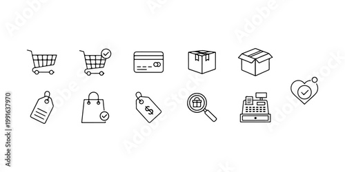 E-commerce and Online Shopping Line Icon Set for Retail Branding