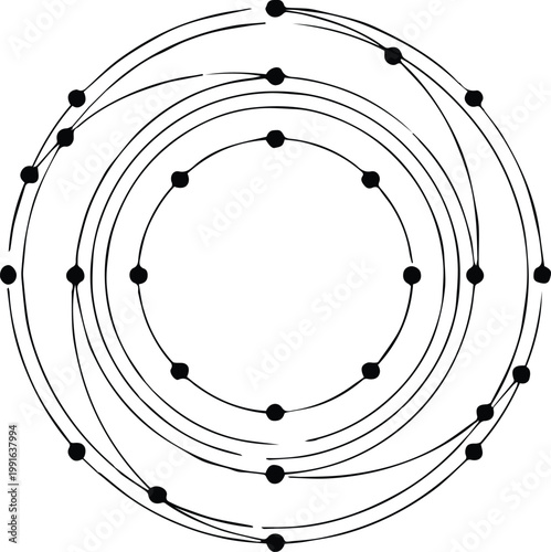 atom electron shells concentric orbits nucleus model diagram
