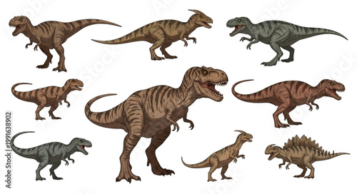 Collection of various dinosaur species in different poses.