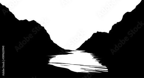 Dramatic canyon view a silhouette of nature's majesty and serene water