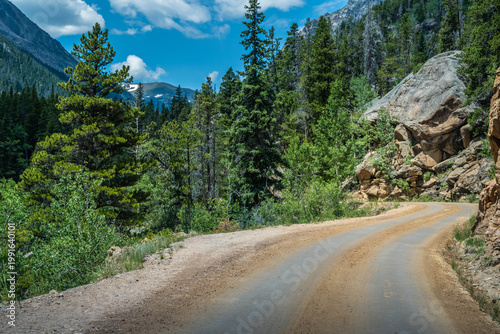 Scenic Rocky Mountain Landscape with Evergreen Hillside in Rocky Mountain NP, Colorado