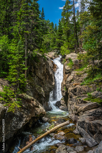 Scenic Rocky Mountain Landscape with Evergreen Hillside in Rocky Mountain NP, Colorado