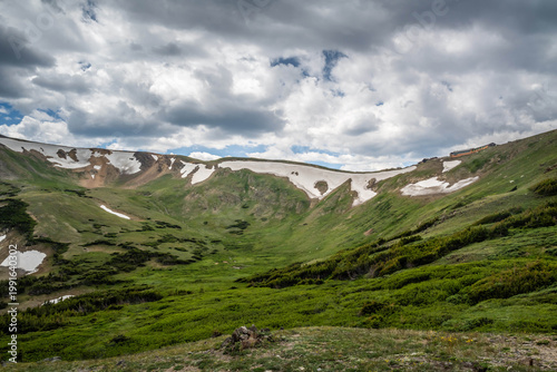 Scenic Rocky Mountain Landscape with Evergreen Hillside in Rocky Mountain NP, Colorado