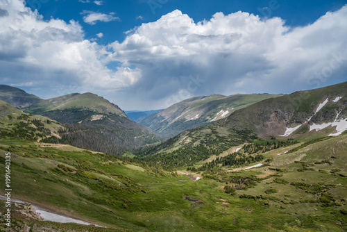 Scenic Rocky Mountain Landscape with Evergreen Hillside in Rocky Mountain NP, Colorado