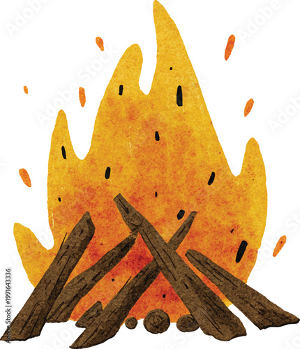 Burning Wooden Logs on Fire.