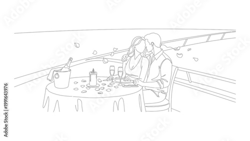Couple enjoying a romantic dinner.