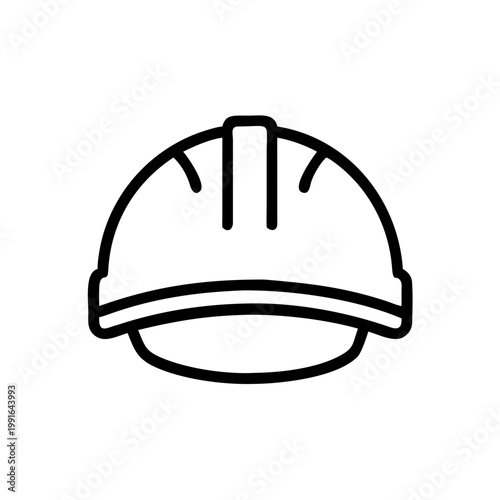 Construction hard hat symbol for safety and personal protective equipment outline
