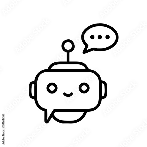 Chatbot icon with speech bubble for artificial intelligence, communication and support bot