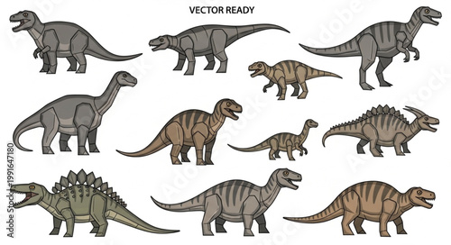 Collection of various dinosaur illustrations in different poses.