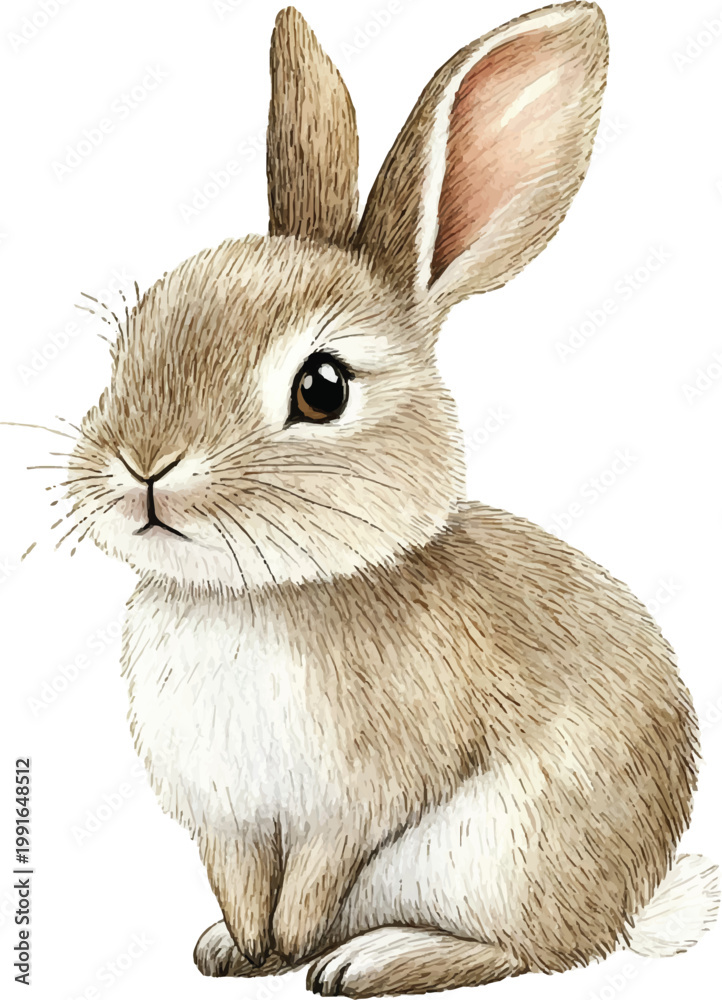 Obraz premium Cute Brown Rabbit Sitting Alone 1.