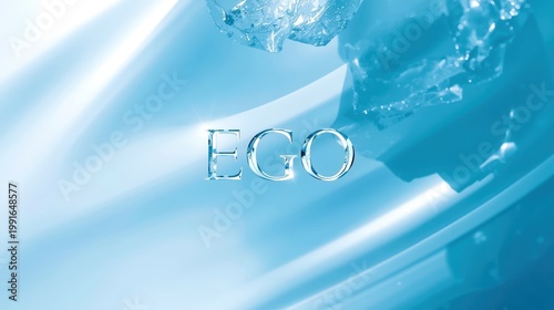 Ice forms and water swirl around the word EGO
