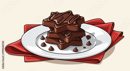 Stack of star-shaped chocolate treats drizzled with icing and chips
