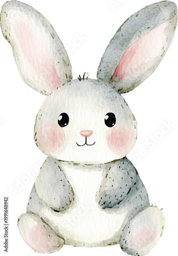 Cute Grey and White Bunny Toy.