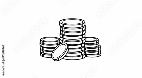 Stacked coins with one leaning on the side