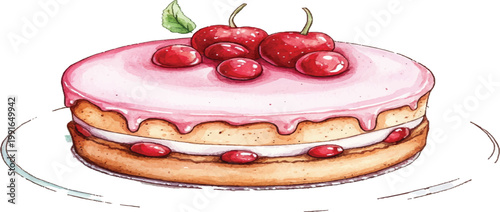 Delicious Cherry Cake Dessert Sweet Treat.